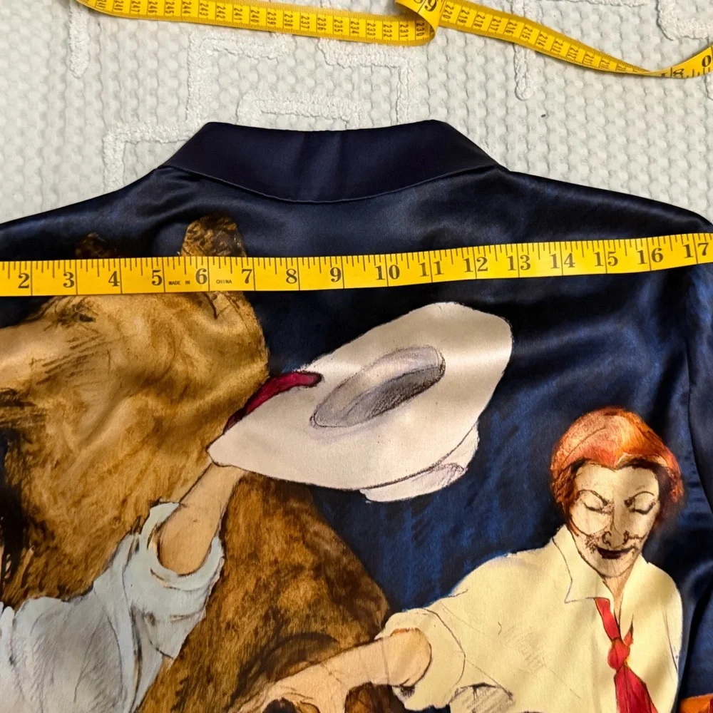 Double D Ranch Button-Up Shirt with Print in Navy and Cream - Picture 6 of 6